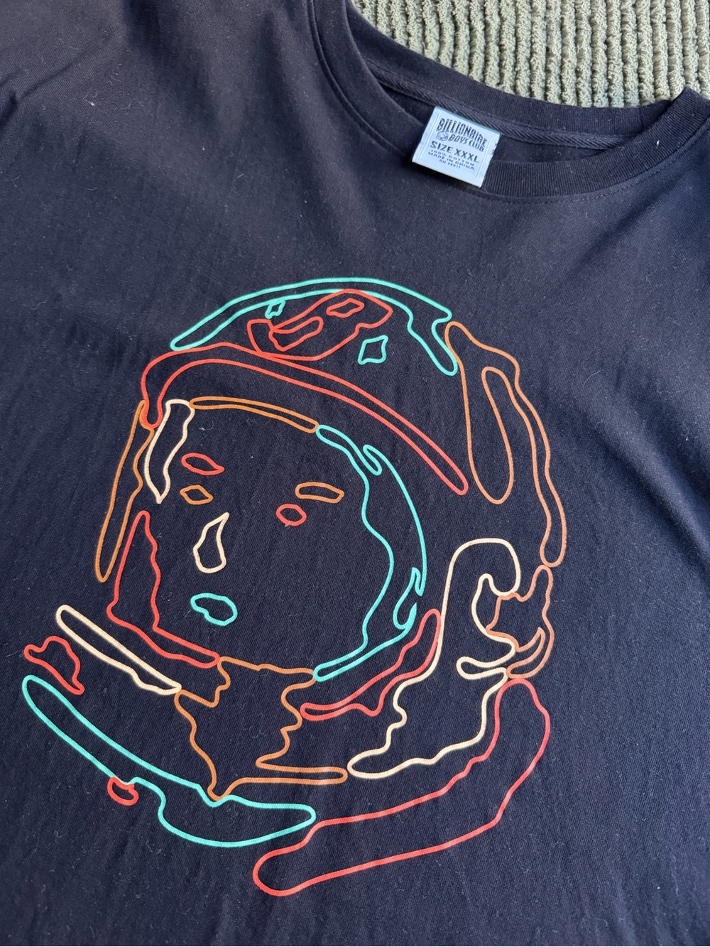 Billionaire Boys Club Black Tee with Multicolor Neon Astronaut Graphic